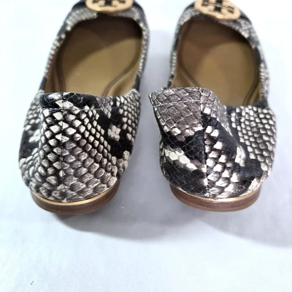 Tory Burch Snakeskin Print Leather Ballet Flats Size 8.5